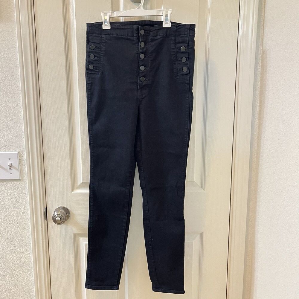 J Brand Natasha Sky High Skinny Jeans Seriously Black Button-Fly Women's Size 31